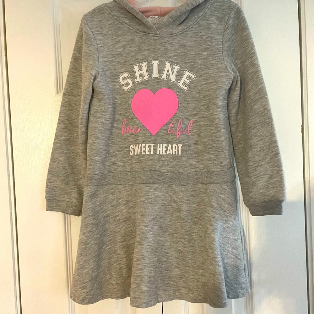 H&M Girls Long Sleeve Hooded Sweater Dress Size 4-6